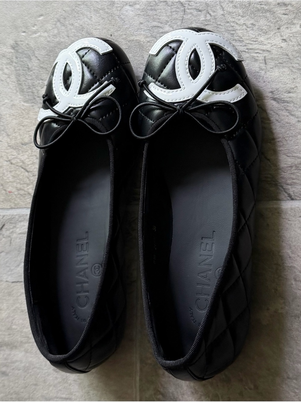chanel black and white ballet flats